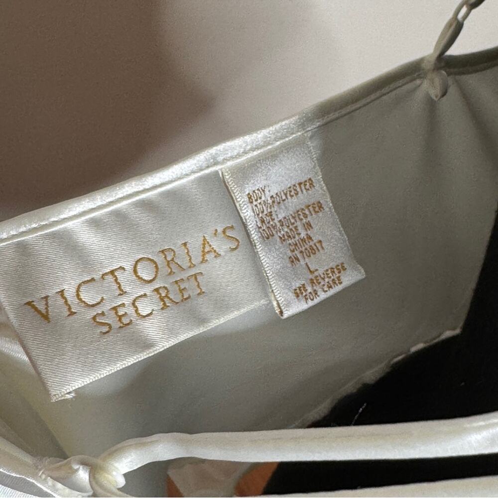 Vintage Victoria's Secret Gold Label Satin Chiffon Flutter Bridal Teddy Ivory L - Picture 5 of 7